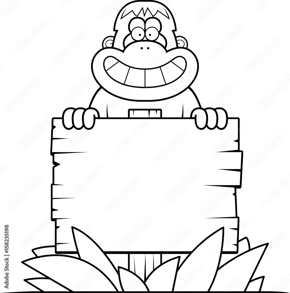 Cartoon Orangutan Sign Cartoon Orangutan Sign