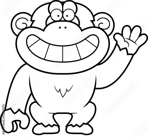 Cartoon Chimp Waving