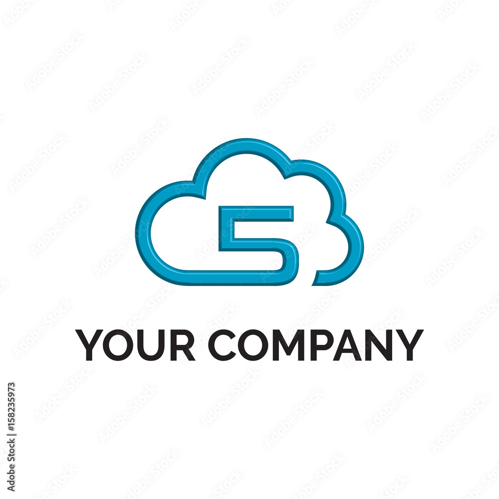 3d number 5 cloud line logo vector ilustrator 3d number 5 cloud line logo vector ilustrator