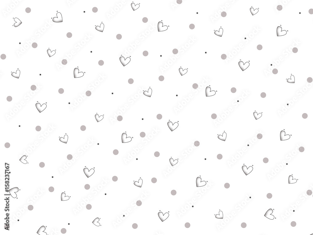 seamless retro pattern, polka dot with hearts.