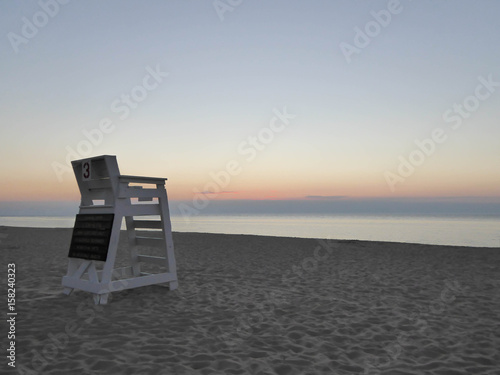 Beach Sunset with Lifeguard Chair