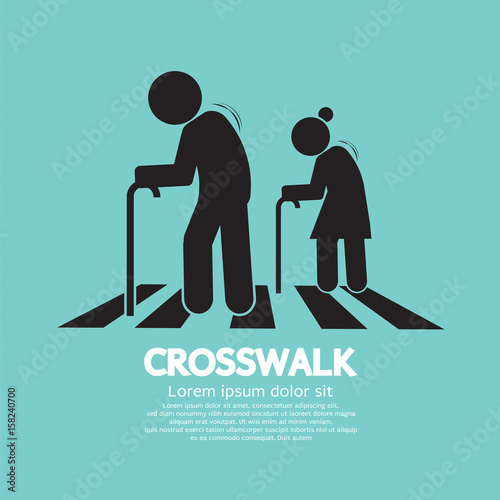 The Elderly On The Crosswalk Symbol Vector Illustration