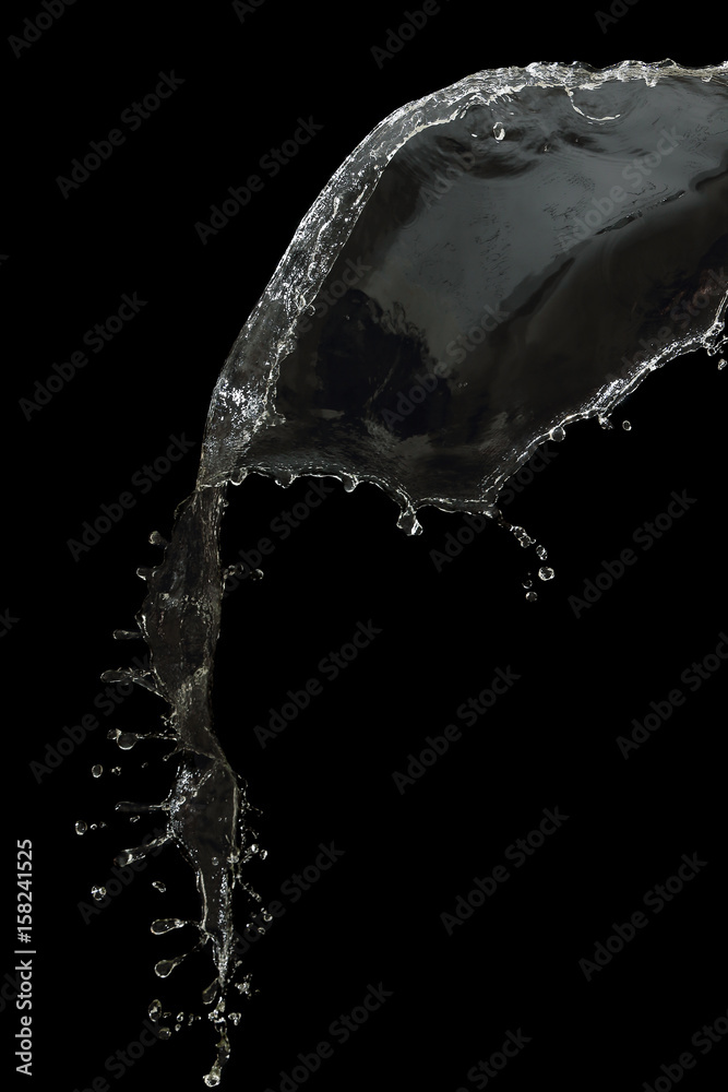 clear water splash isolated on black clear water splash isolated on black