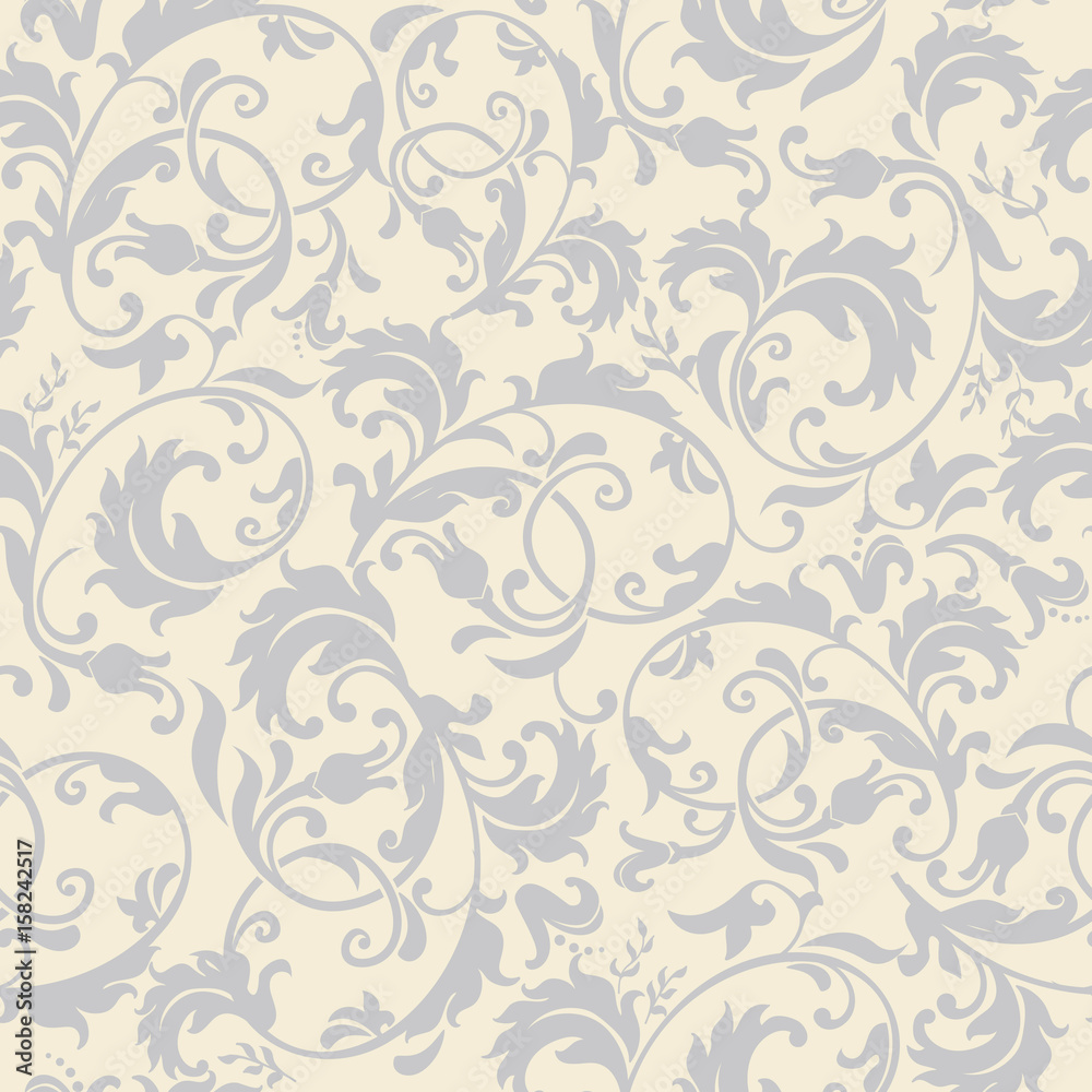 Vector seamless baroque damask luxury background