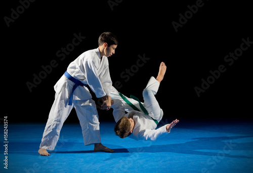 Two boys martial arts fighters