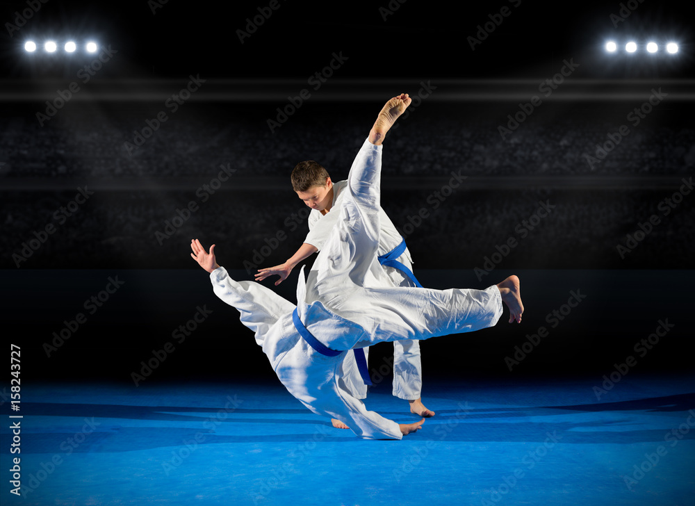 Two boys martial arts fighters Two boys martial arts fighters