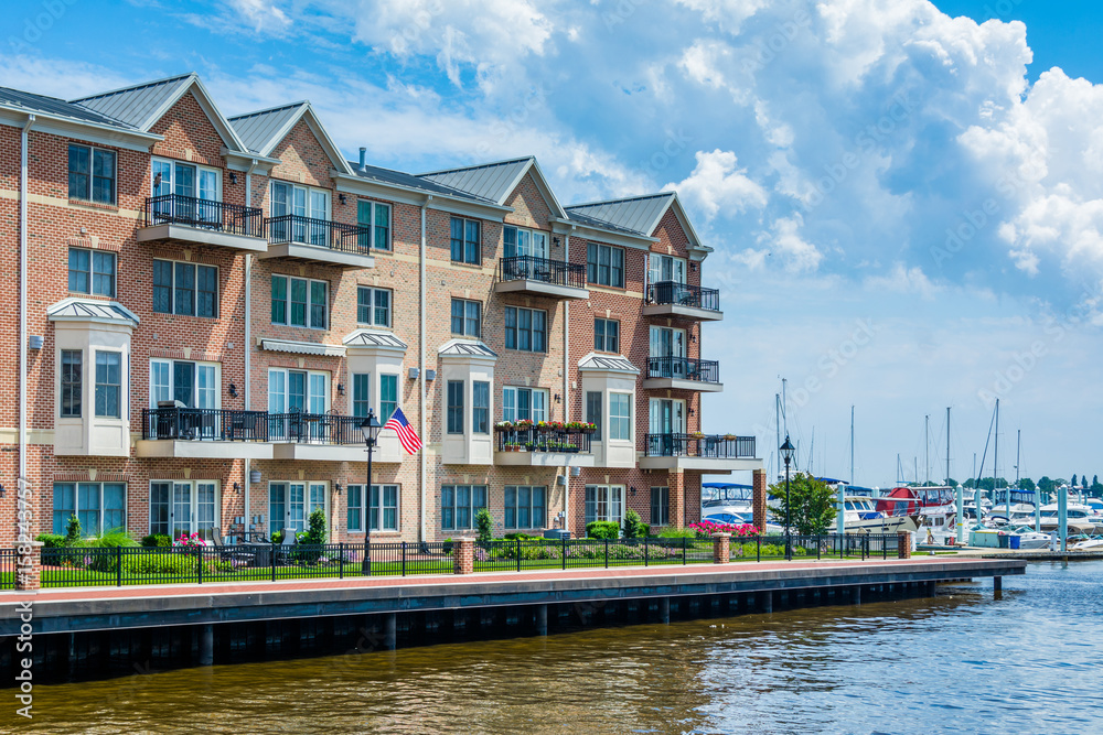 Waterfront condominiums in Canton, Baltimore, Maryland.
