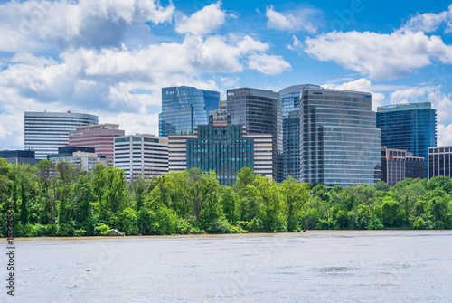 View of the Rosslyn skyline in Arlington from Georgetown  Washington  DC.