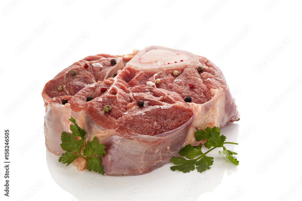 Raw ossobucco isolated on white background Raw ossobucco isolated on white background