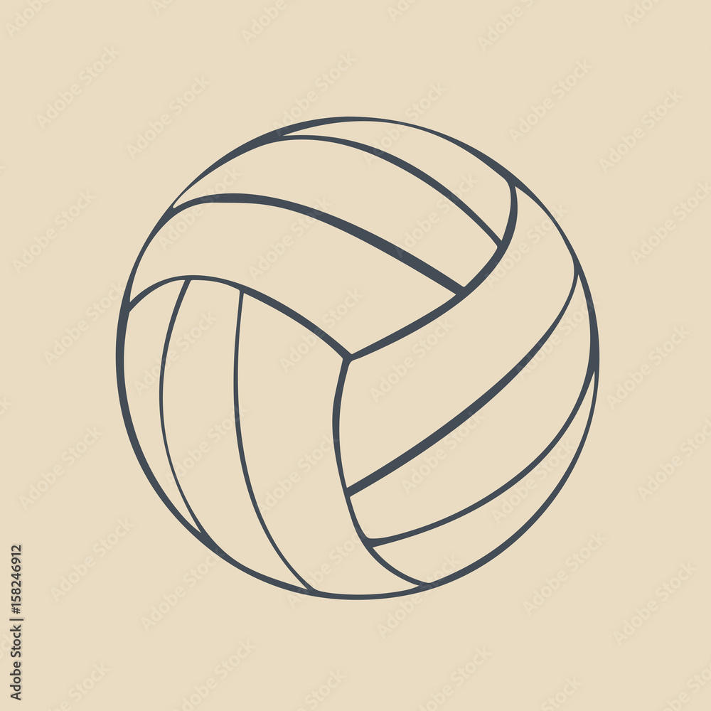 Flat design vector icon with silhouette of a voleyball ball made from strokes