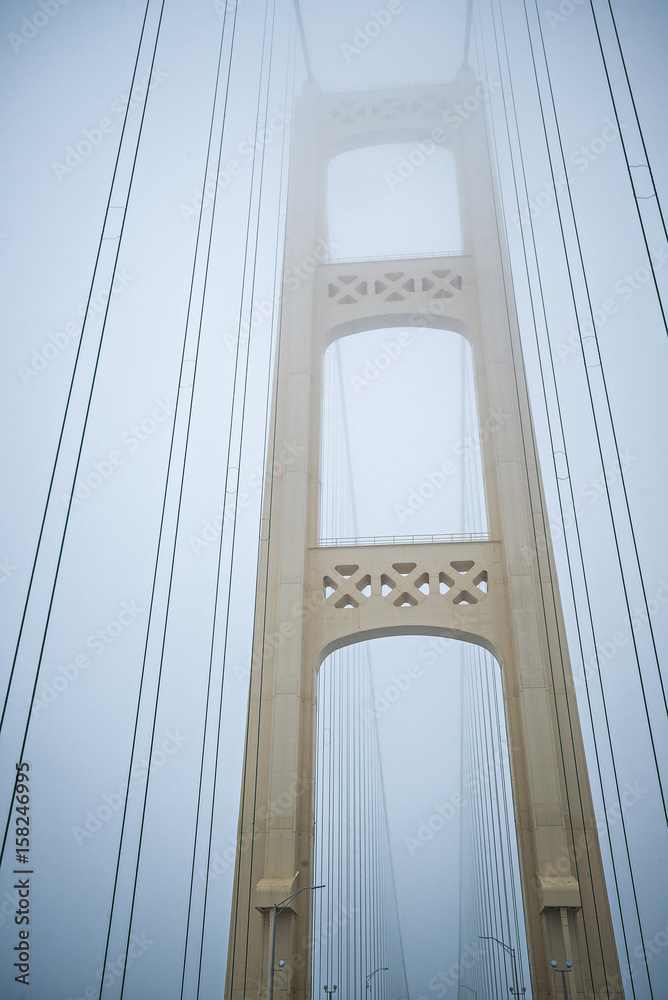 Fototapeta premium winter scenes near mackinac bridge and mackinsw city michigan
