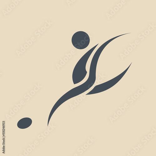 Football championship banner. Soccer player kicks the ball. Vector illustration of abstract footballer