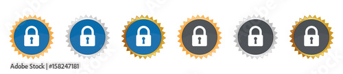 Schloss - Sicherheit - Gezacktes Button-Set