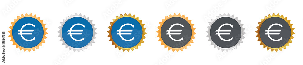 Euro Zeichen - Gezacktes Button-Set Euro Zeichen - Gezacktes Button-Set