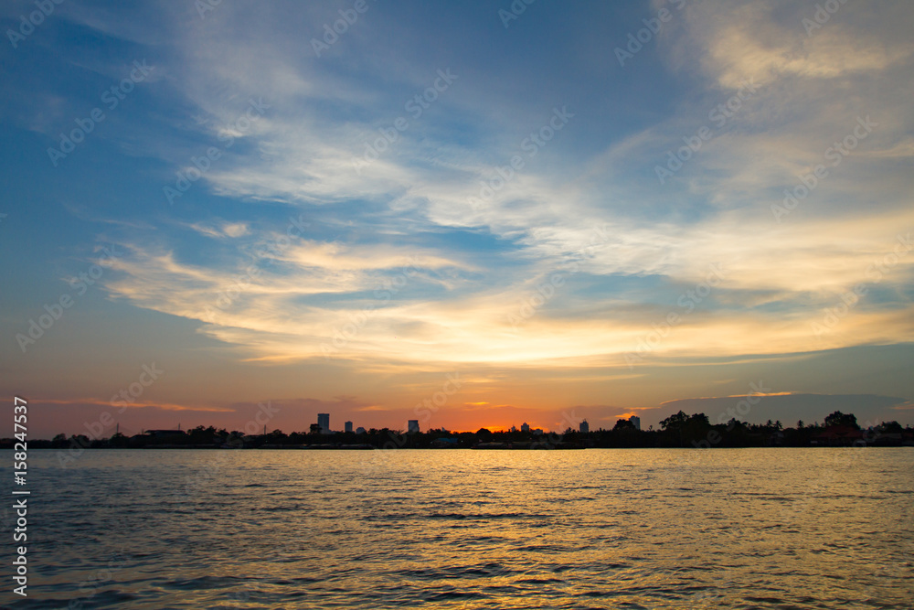 Beautiful sunset above the rever in thailand Beautiful sunset above the rever in thailand