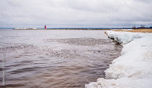 Manistique East Breakwater lighthouse on lake michigan photo