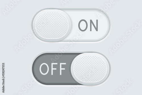 Toggle switch buttons ON and OFF