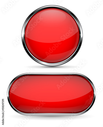 Red glass buttons with metal frame. Round and oval web icons Free Download Red glass buttons with metal frame. Round and oval web icons - GFXLoad