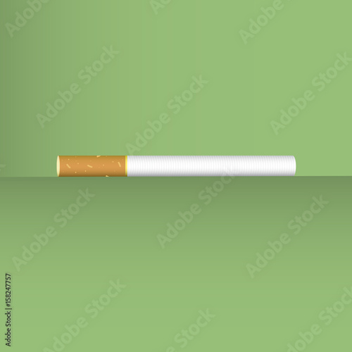 Vector flat realistic cigarette on green background