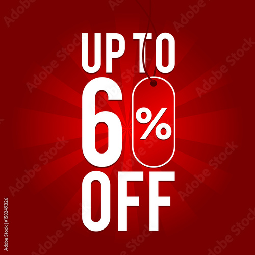 Sale Up to 60% off on red Background.