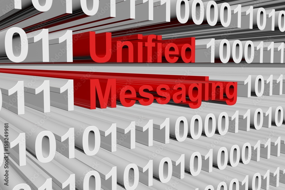 Unified messaging in the form of binary code, 3D illustration