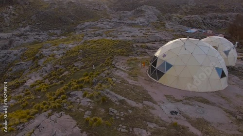 Geodesic dome tents, Mount Champaqui, Cordoba Province, Argentina photo