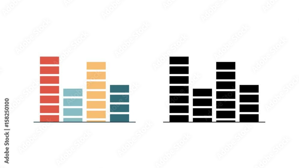 Animated flat simple icon of the equalizer, graphics. Motion design infographic with alpha channel color and black and white options. Animated flat simple icon of the equalizer, graphics. Motion design infographic with alpha channel color and black and white options.