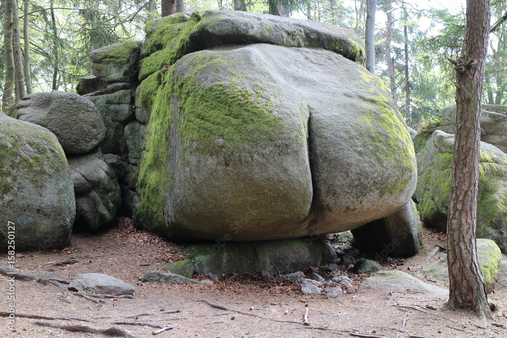 Rock structure Ďáblova prdel (Devil´s ass) in forest near Horni Meziricko, Czech republic Rock structure Ďáblova prdel (Devil´s ass) in forest near Horni Meziricko, Czech republic