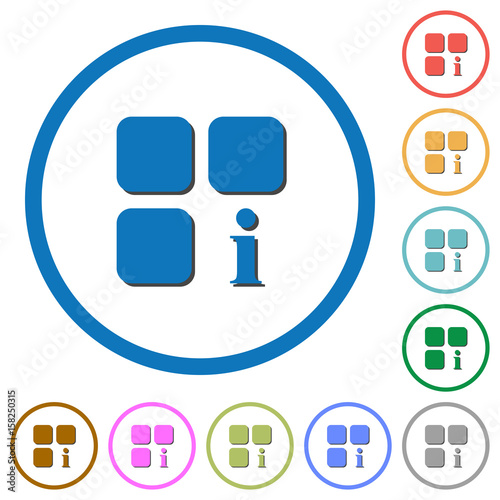 Component information icons with shadows and outlines
