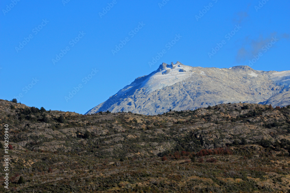 Mountain shaped by the erosion of a glacier, along Carretera Austral, Patagonia, Chile