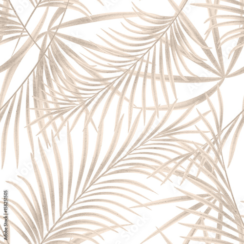 Seamless floral pattern. Gold palm leaves on a white background.