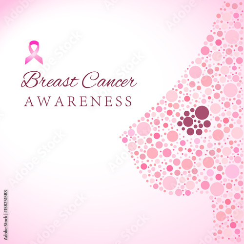 Silhouette of the female breast with cancer formation, breast cancer awareness concept