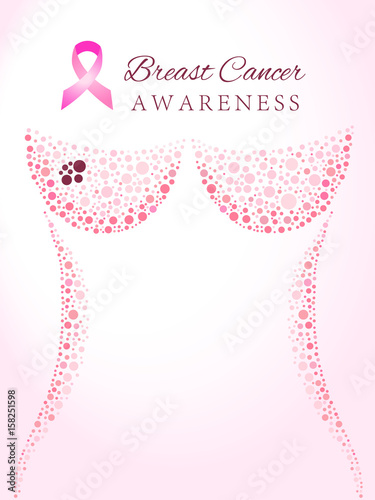Silhouette of the female breast with cancer formation, breast cancer awareness concept