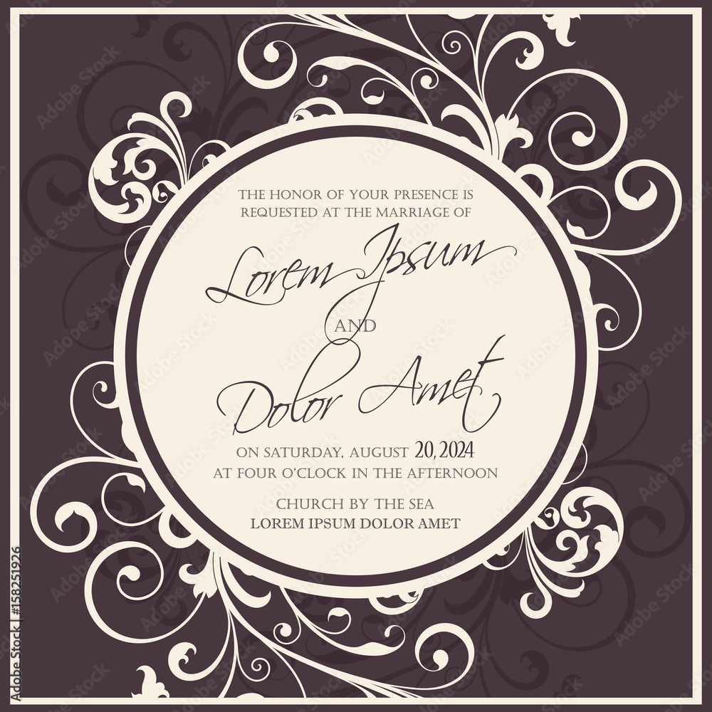 Wedding invitation or announcement card