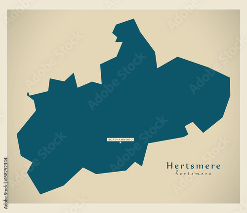 Modern Map - Hertsmere district UK illustration photo