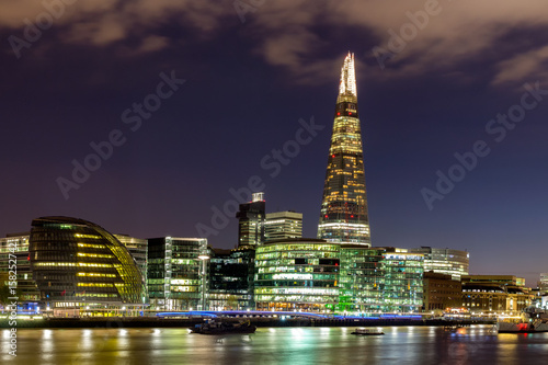 Skyline view of London business district  panoramic view at night. London  UK.