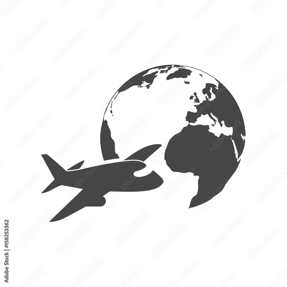 Fototapeta premium Logistics transport globe concept, Airplane