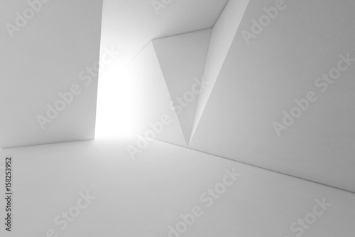 Abstract interior design of modern architecture with empty floor and white wall background - 3d rendering