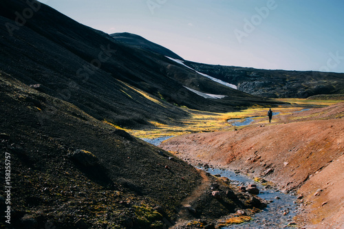 Hiking in Landmannalaugar, mountain landscape in Iceland