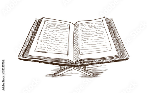 Hand drawn sketch of Koran in Vector illustration.
