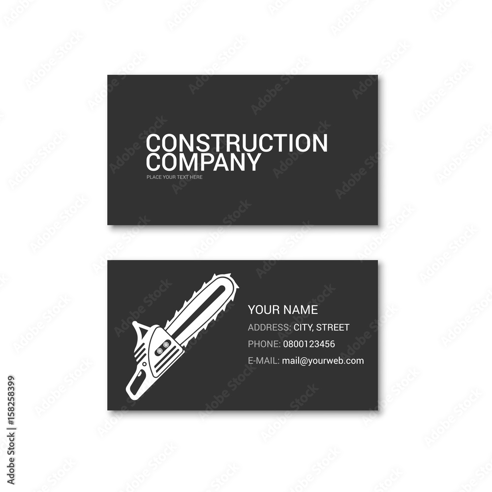 Simple business card of construction company Simple business card of construction company