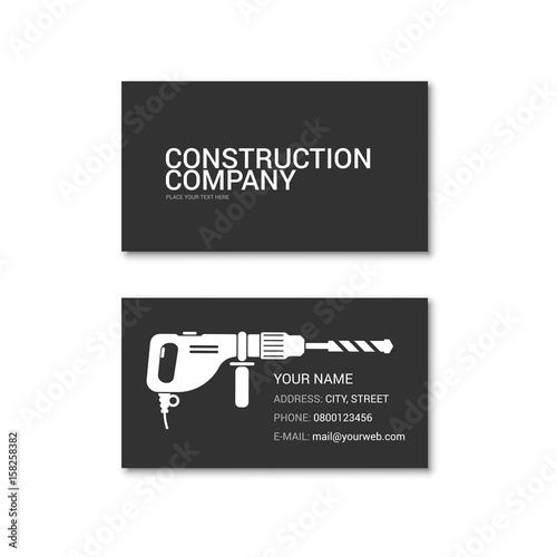 Simple business card of construction company