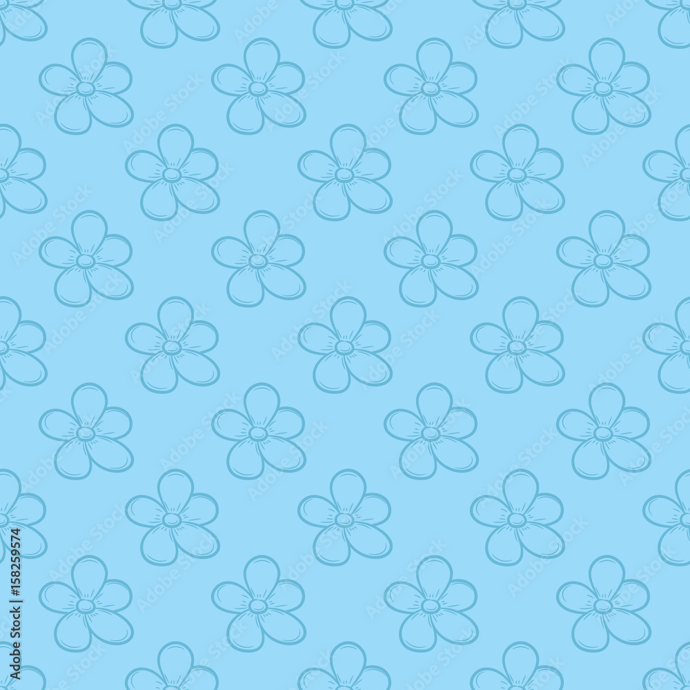 Floral seamless pattern. Blue and white flowers Floral seamless pattern. Blue and white flowers