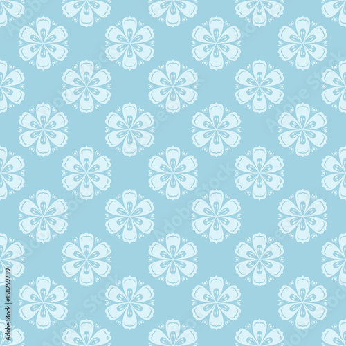 Floral seamless pattern. Blue and white flowers