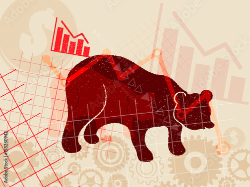 Financial and stock investment market concept. The bear market which price of securities are falling down.