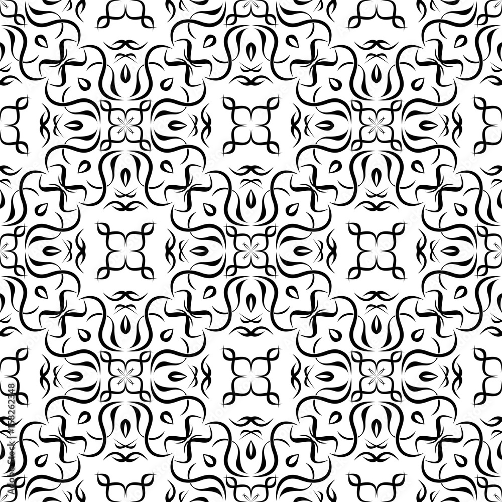 Abstract ornament Black and white seamless pattern