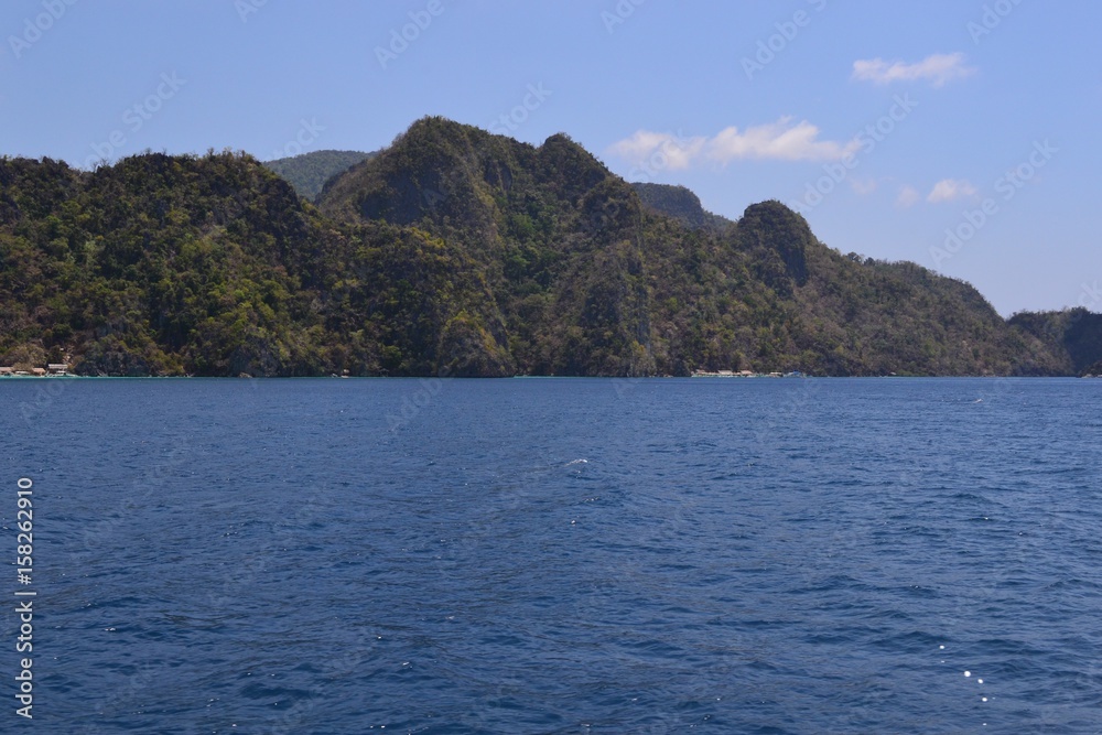 Ocean view with island in the Philippines