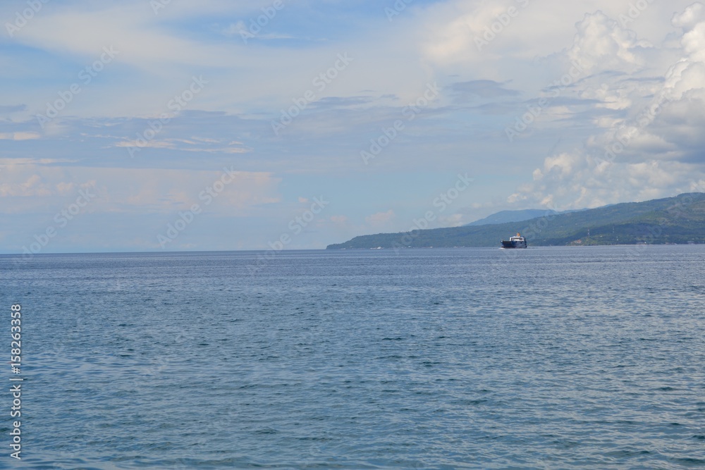 Ocean view with island in the Philippines