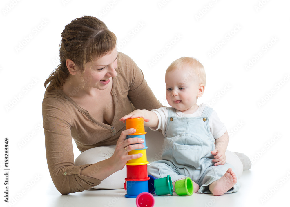 child and mom play with block toys child and mom play with block toys