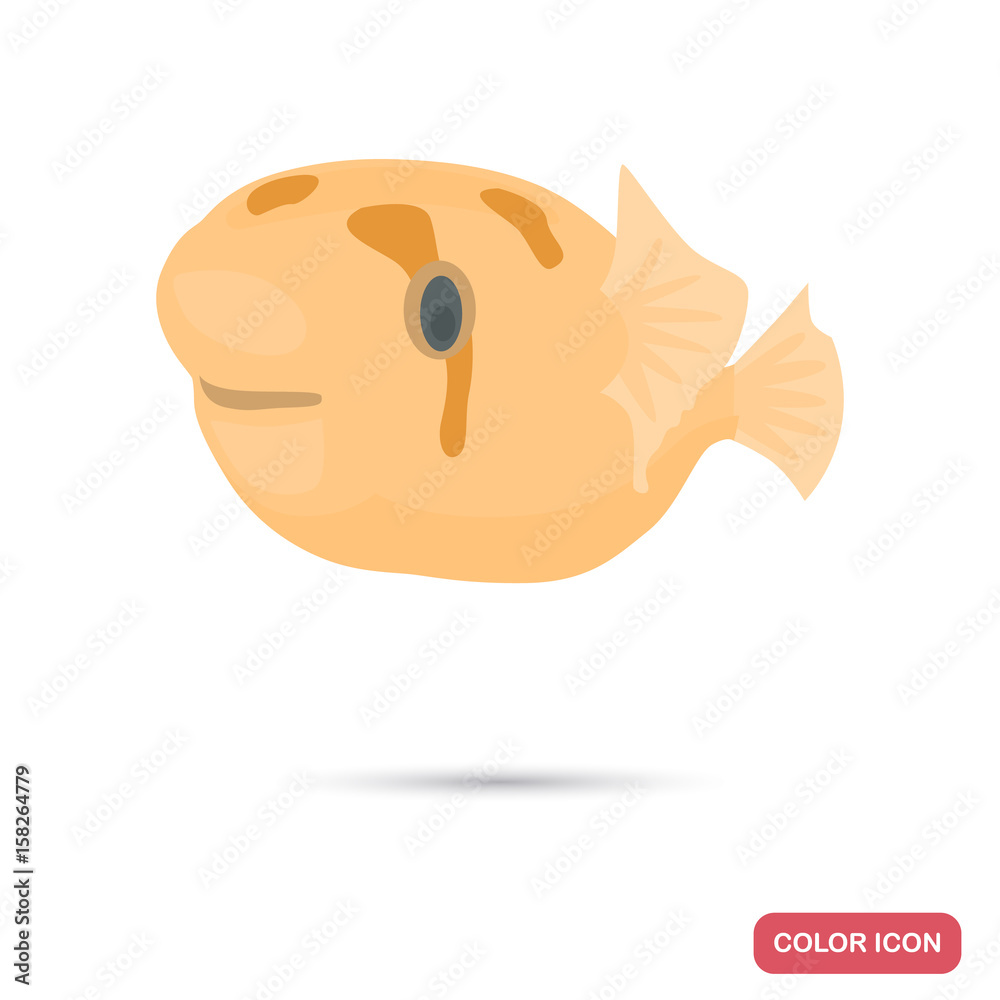 Fototapeta premium Pufferfish color flat icon for web and mobile design